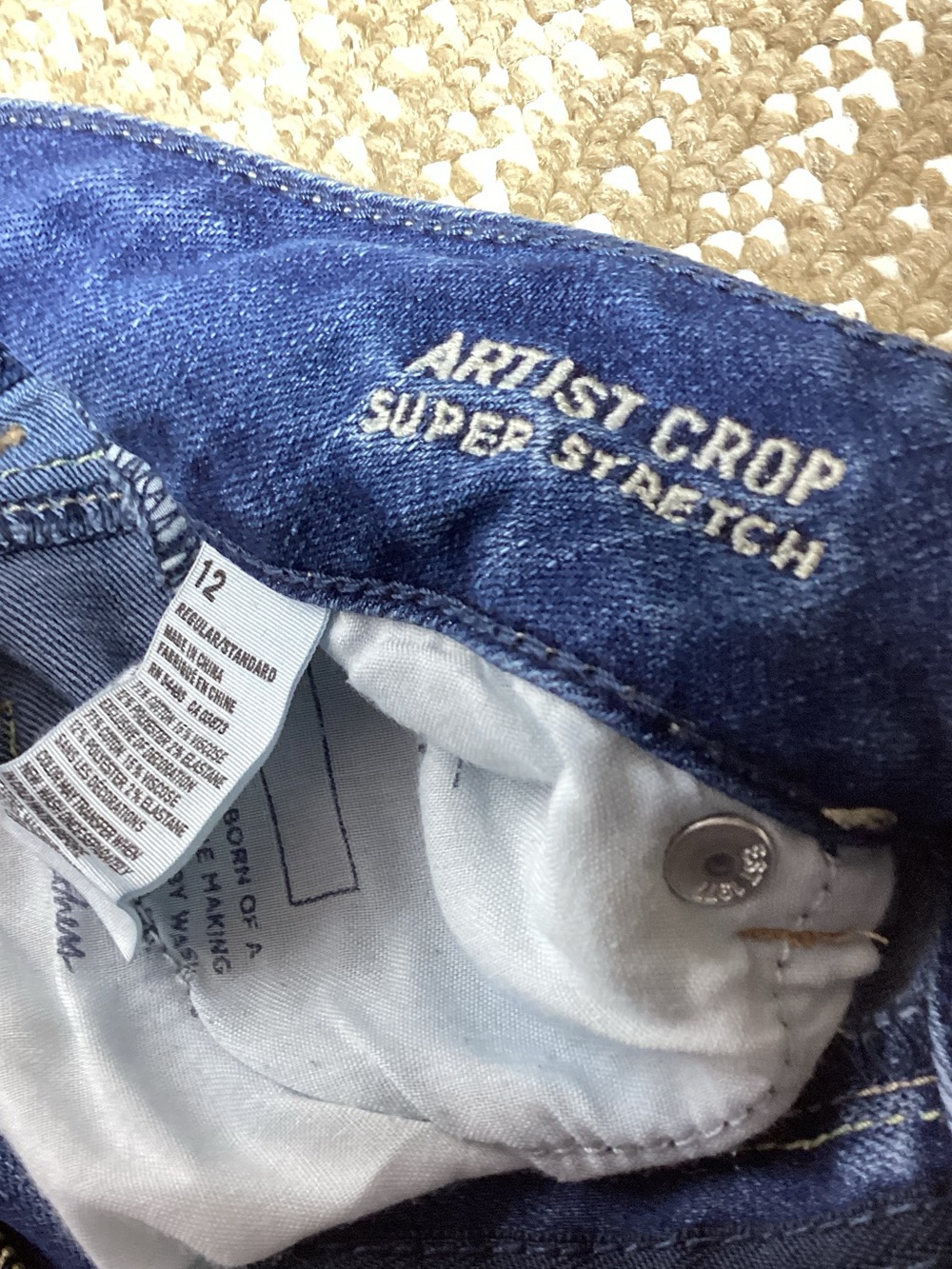 American Eagle Artist Crop Super Stretch Size 12 Blue Denim Jeans - Picture 8 of 14